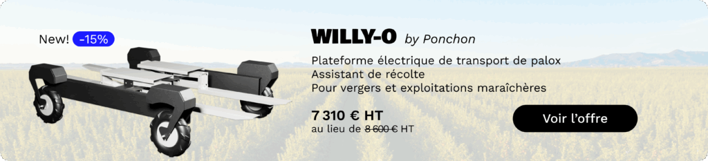 Plateforme porte caisse transpalox Plateforme électrique de transport de palox assistant de récolte pour vergers et exploitations maraîchères